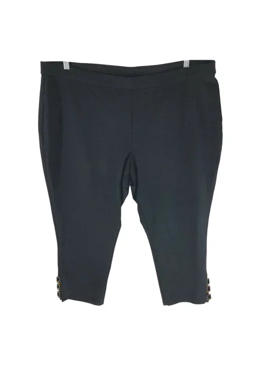 Susan Graver Petite Weekend Premium Stretch Crop Leggings Pull On Black 3XP - Picture 1 of 6